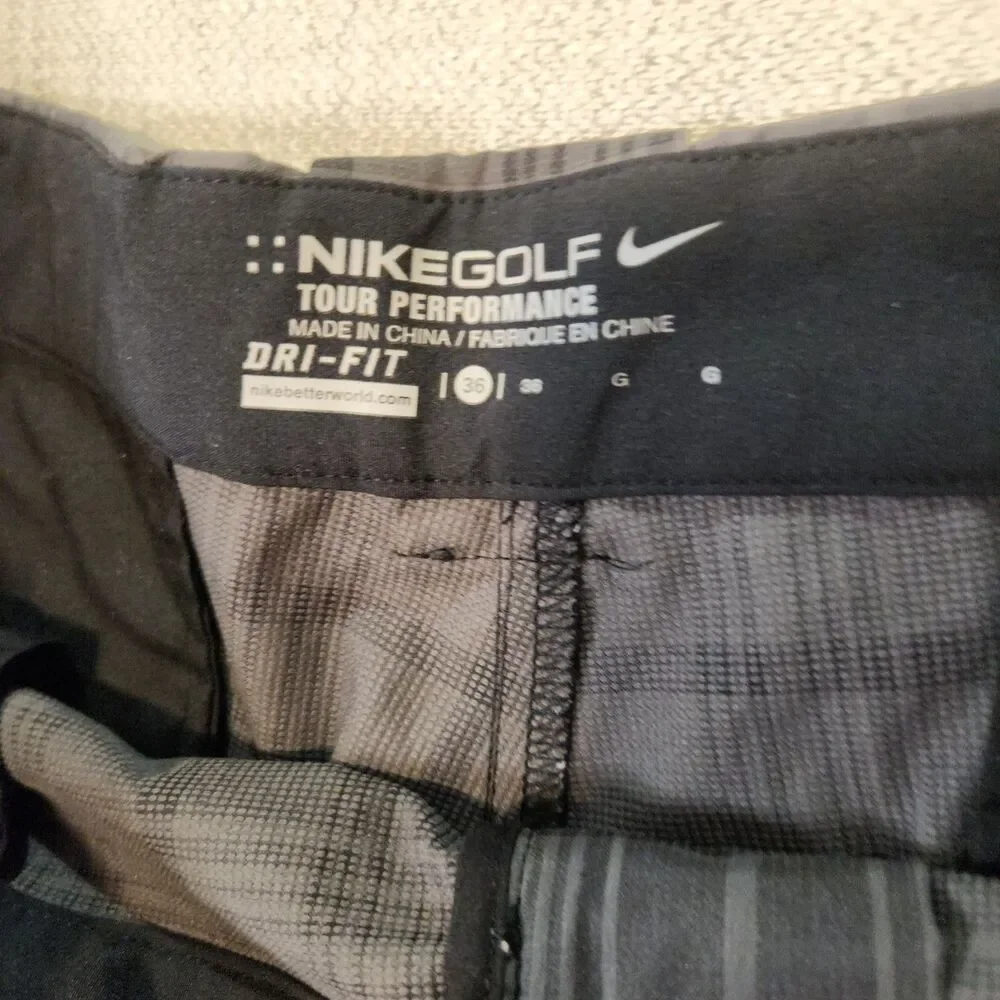 Nike Golf Shorts Dri Fit Tour Performance Plaid Flat Athletic Mens Size 36